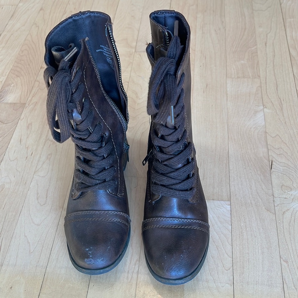 Brown leather boots
